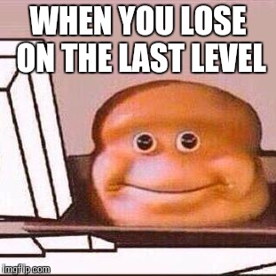 Loaf Bloke | WHEN YOU LOSE ON THE
LAST LEVEL | image tagged in loaf bloke | made w/ Imgflip meme maker