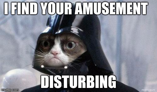 Grumpy Cat Star Wars | I FIND YOUR AMUSEMENT; DISTURBING | image tagged in memes,grumpy cat star wars,grumpy cat | made w/ Imgflip meme maker