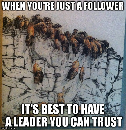 Trust | WHEN YOU'RE JUST A FOLLOWER; IT'S BEST TO HAVE A LEADER YOU CAN TRUST | image tagged in memes | made w/ Imgflip meme maker
