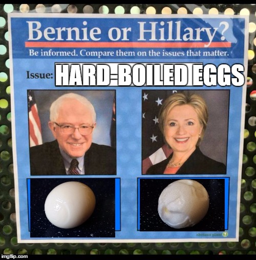 Bernie or Hillary? | HARD-BOILED EGGS | image tagged in bernie or hillary | made w/ Imgflip meme maker