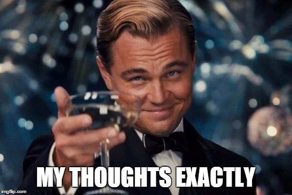 Leonardo Dicaprio Cheers Meme | MY THOUGHTS EXACTLY | image tagged in memes,leonardo dicaprio cheers | made w/ Imgflip meme maker