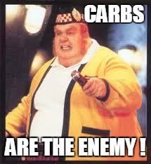 Fat Bastard | CARBS; ARE THE ENEMY ! | image tagged in fat bastard | made w/ Imgflip meme maker