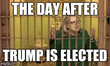 Hillary for Prison | THE DAY AFTER; TRUMP IS ELECTED | image tagged in hillary for prison | made w/ Imgflip meme maker