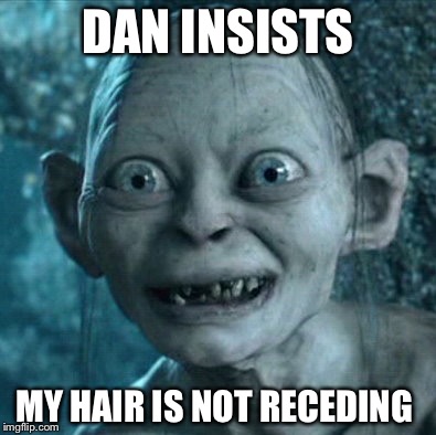 Gollum Meme | DAN INSISTS; MY HAIR IS NOT RECEDING | image tagged in memes,gollum | made w/ Imgflip meme maker