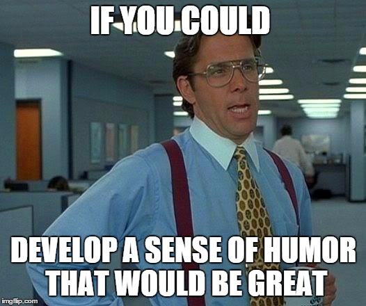 That Would Be Great Meme | IF YOU COULD DEVELOP A SENSE OF HUMOR THAT WOULD BE GREAT | image tagged in memes,that would be great | made w/ Imgflip meme maker