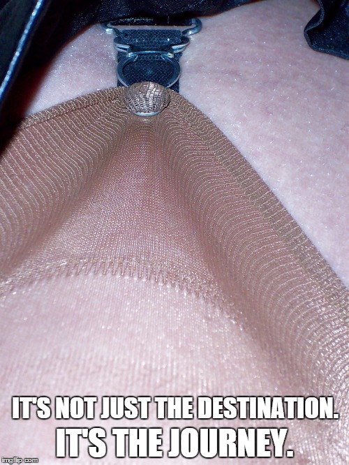 For The Journey. | IT'S THE JOURNEY. IT'S NOT JUST THE DESTINATION. | image tagged in stockings,sexy,sexy women | made w/ Imgflip meme maker