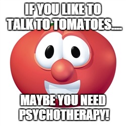 Bob the tomato  | IF YOU LIKE TO TALK TO TOMATOES.... MAYBE YOU NEED PSYCHOTHERAPY! | image tagged in bob the tomato | made w/ Imgflip meme maker