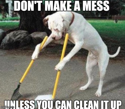 DON'T MAKE A MESS UNLESS YOU CAN CLEAN IT UP | made w/ Imgflip meme maker