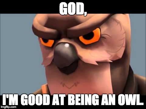 Owl sniper | GOD, I'M GOOD AT BEING AN OWL. | image tagged in owl sniper | made w/ Imgflip meme maker