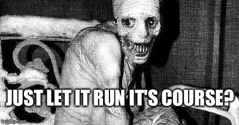 JUST LET IT RUN IT'S COURSE? | image tagged in contagious | made w/ Imgflip meme maker