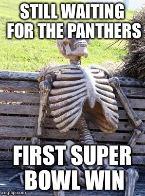 Waiting Skeleton Meme | STILL WAITING FOR THE PANTHERS; FIRST SUPER BOWL WIN | image tagged in memes,waiting skeleton | made w/ Imgflip meme maker
