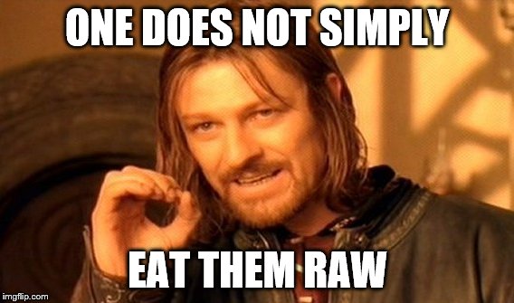 One Does Not Simply Meme | ONE DOES NOT SIMPLY EAT THEM RAW | image tagged in memes,one does not simply | made w/ Imgflip meme maker