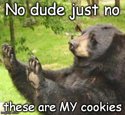 how about no meme | No dude just no; these are MY cookies | image tagged in how about no meme | made w/ Imgflip meme maker