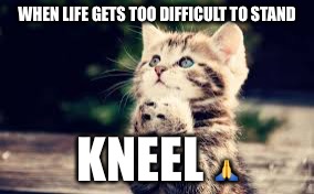 prayer | WHEN LIFE GETS TOO DIFFICULT TO STAND; KNEEL 🙏 | image tagged in prayer | made w/ Imgflip meme maker