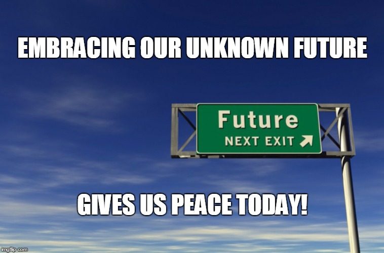 don't miss future | EMBRACING OUR UNKNOWN FUTURE; GIVES US PEACE TODAY! | image tagged in don't miss future | made w/ Imgflip meme maker