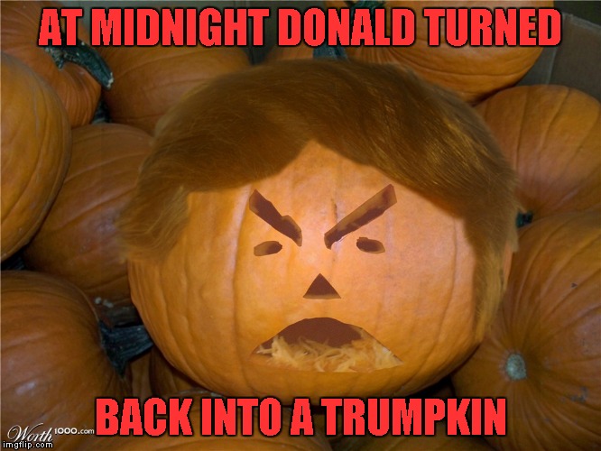 AT MIDNIGHT DONALD TURNED BACK INTO A TRUMPKIN | made w/ Imgflip meme maker