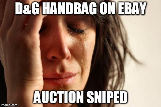 First World Problems | D&G HANDBAG ON EBAY; AUCTION SNIPED | image tagged in memes,first world problems | made w/ Imgflip meme maker