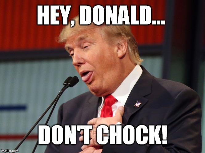 It's been a real honer | HEY, DONALD... DON'T CHOCK! | image tagged in trump,donald trump,politics,choke | made w/ Imgflip meme maker