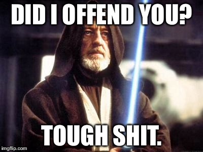 Star Wars Force | DID I OFFEND YOU? TOUGH SHIT. | image tagged in star wars force | made w/ Imgflip meme maker