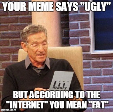 Maury Lie Detector Meme | YOUR MEME SAYS "UGLY" BUT ACCORDING TO THE "INTERNET" YOU MEAN "FAT" | image tagged in memes,maury lie detector | made w/ Imgflip meme maker