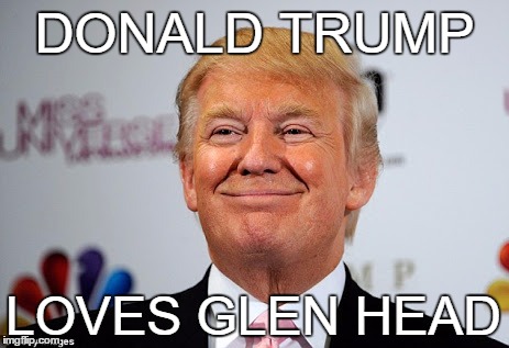 Donald trump approves | DONALD TRUMP; LOVES GLEN HEAD | image tagged in donald trump approves | made w/ Imgflip meme maker