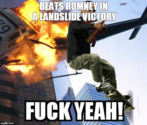 Obama Swag | BEATS ROMNEY IN A LANDSLIDE VICTORY | image tagged in obama swag | made w/ Imgflip meme maker