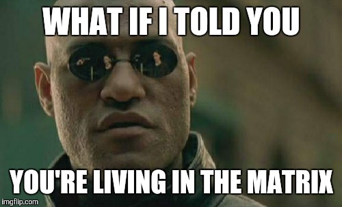 Matrix Morpheus Meme | WHAT IF I TOLD YOU YOU'RE LIVING IN THE MATRIX | image tagged in memes,matrix morpheus | made w/ Imgflip meme maker