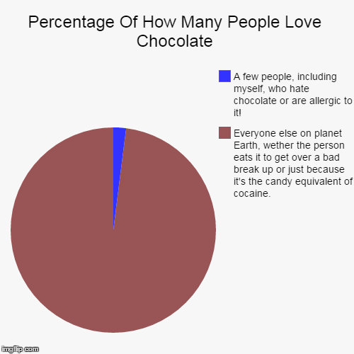 Percentage Of How Many People Love Chocolate | image tagged in funny,pie charts,chocolate | made w/ Imgflip chart maker