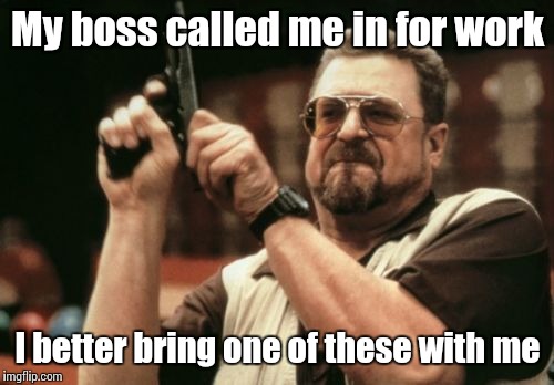 Am I The Only One Around Here Meme | My boss called me in for work I better bring one of these with me | image tagged in memes,am i the only one around here | made w/ Imgflip meme maker