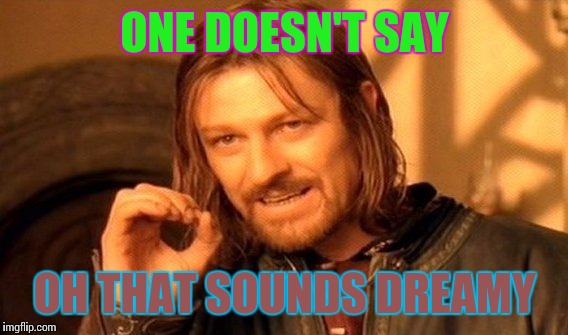 One Does Not Simply Meme | ONE DOESN'T SAY OH THAT SOUNDS DREAMY | image tagged in memes,one does not simply | made w/ Imgflip meme maker