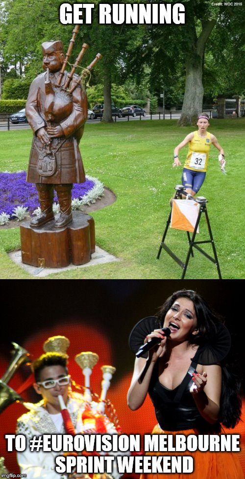 GET RUNNING; TO #EUROVISION MELBOURNE SPRINT WEEKEND | made w/ Imgflip meme maker