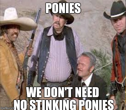 PONIES WE DON'T NEED NO STINKING PONIES | made w/ Imgflip meme maker