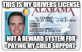 License | THIS IS MY DRIVERS LICENSE; NOT A REWARD SYSTEM FOR PAYING MY CHILD SUPPORT | image tagged in license | made w/ Imgflip meme maker