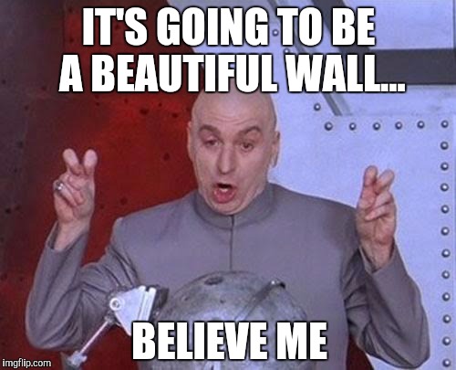 Dr Evil Laser | IT'S GOING TO BE A BEAUTIFUL WALL... BELIEVE ME | image tagged in memes,dr evil laser | made w/ Imgflip meme maker