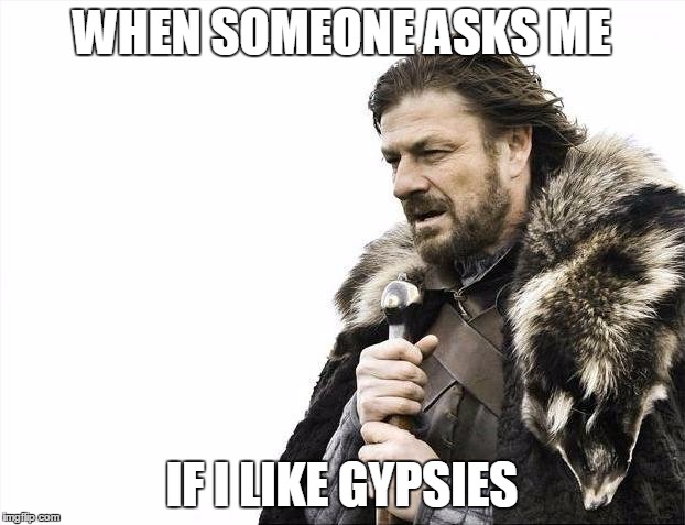 Brace Yourselves X is Coming Meme | WHEN SOMEONE ASKS ME; IF I LIKE GYPSIES | image tagged in memes,brace yourselves x is coming | made w/ Imgflip meme maker
