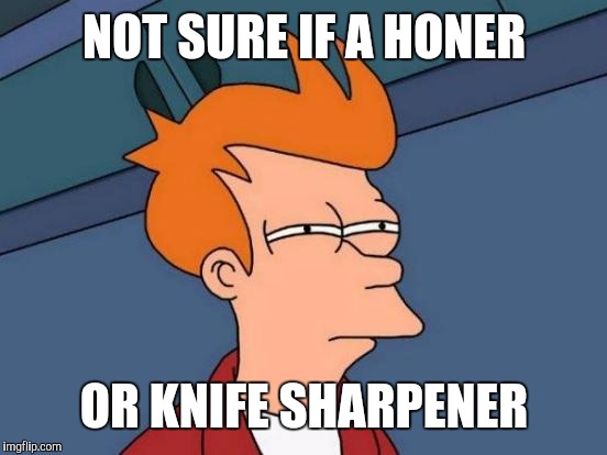 Futurama Fry Meme | NOT SURE IF A HONER OR KNIFE SHARPENER | image tagged in memes,futurama fry | made w/ Imgflip meme maker