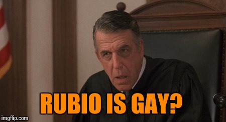 Vinny Judge | RUBIO IS GAY? | image tagged in vinny judge | made w/ Imgflip meme maker