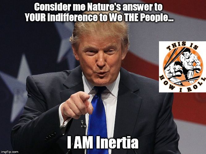 Consider me Natures answer to indifference to Reality...I am Ine | Consider me Nature's answer to YOUR indifference to We THE People... I AM Inertia | image tagged in consider me natures answer to indifference to realityi am ine | made w/ Imgflip meme maker