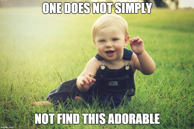 Baby in Field | ONE DOES NOT SIMPLY; NOT FIND THIS ADORABLE | image tagged in baby in field,one does not simply,adorable,memes | made w/ Imgflip meme maker
